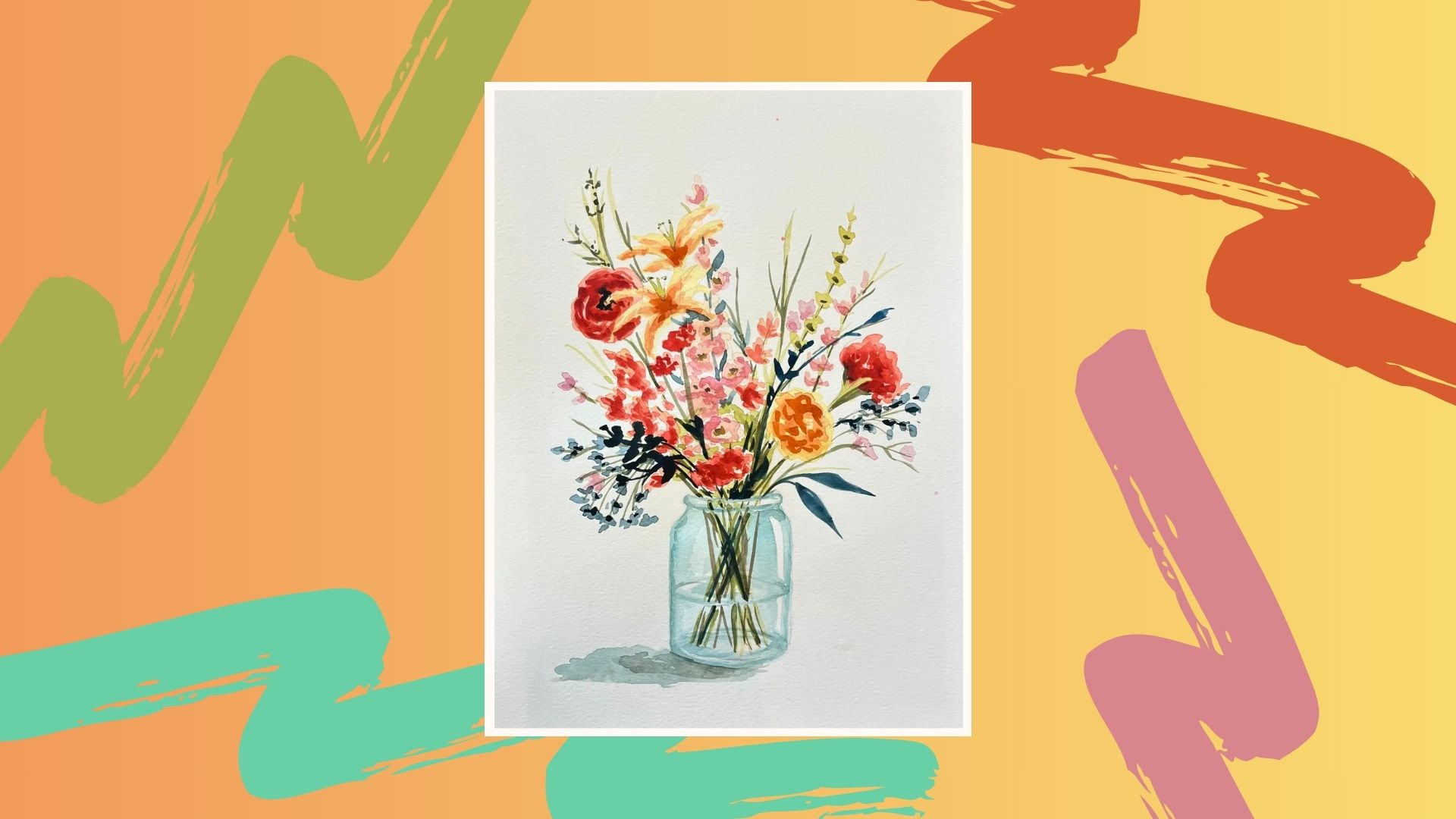 Wine & Watercolor - Wildflowers in a Vase